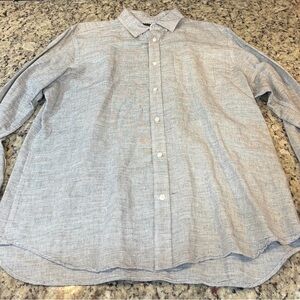 Banana Republic Light Gray Casual Button-Down Linen Blend Shirt